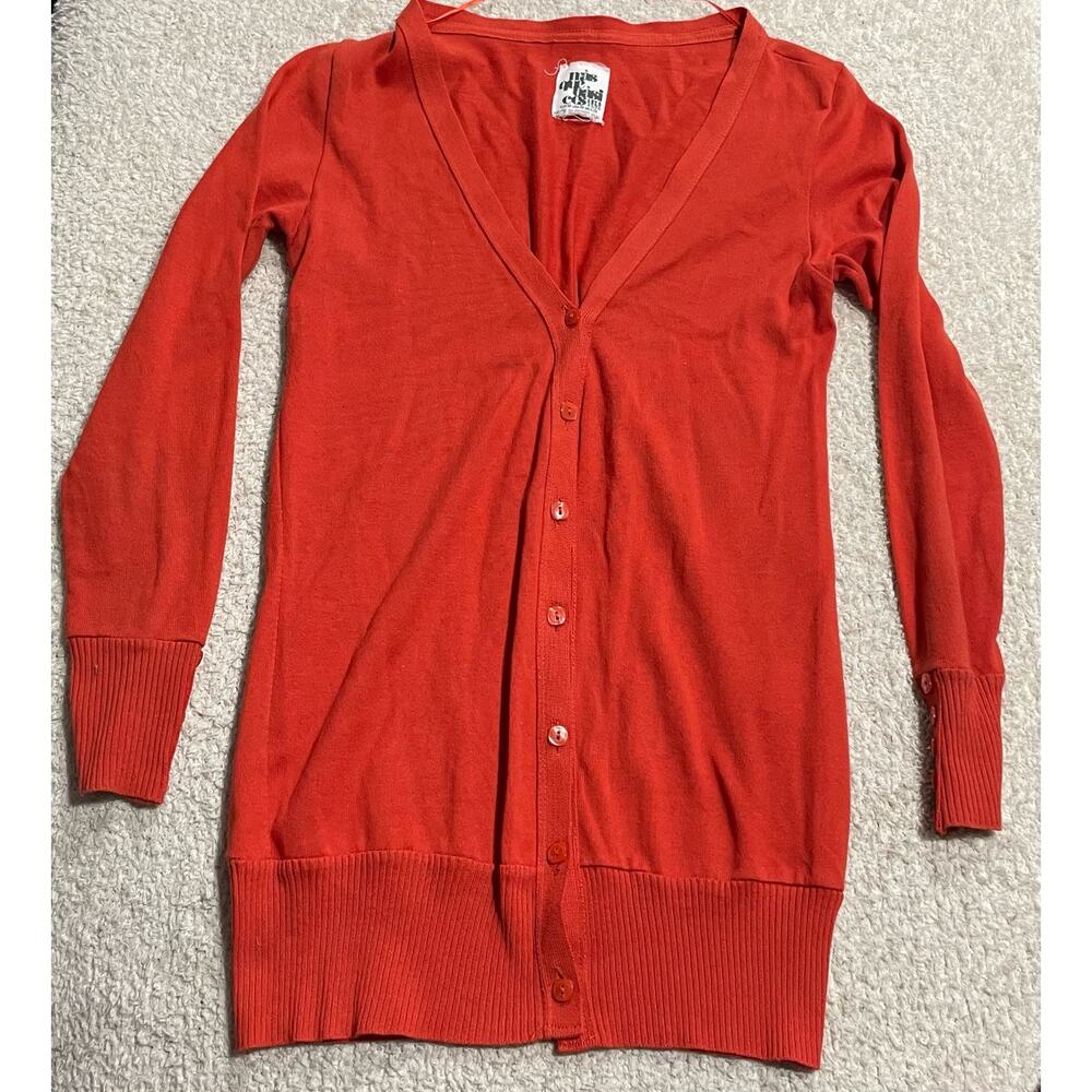 Zara Nas Que Basi Cos Womens Medium Long Sleeve V Neck Sweater Cardigan Orange